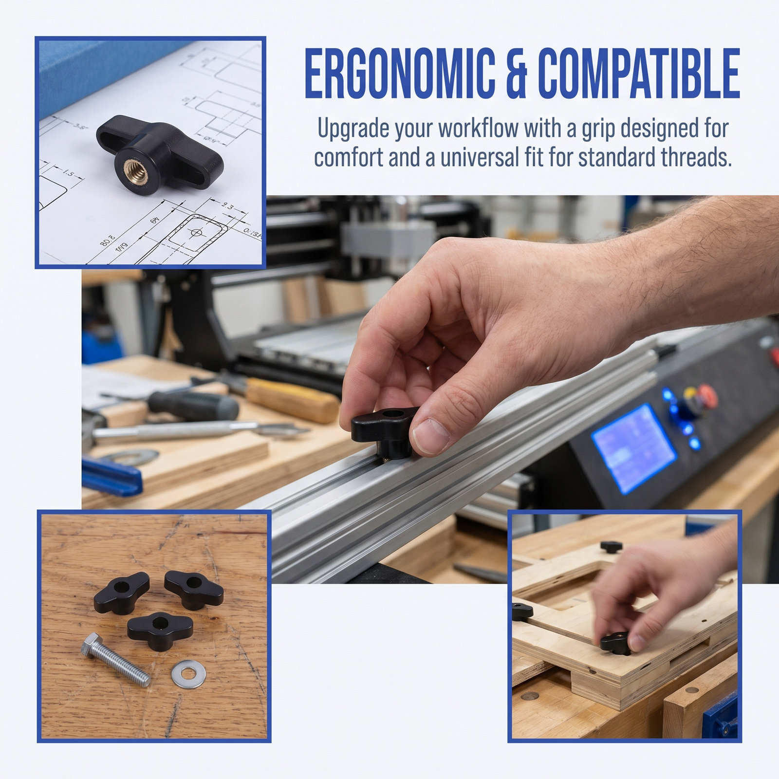 10Pcs Ergonomic Clamping Handl - огляд і ціна Drill Press